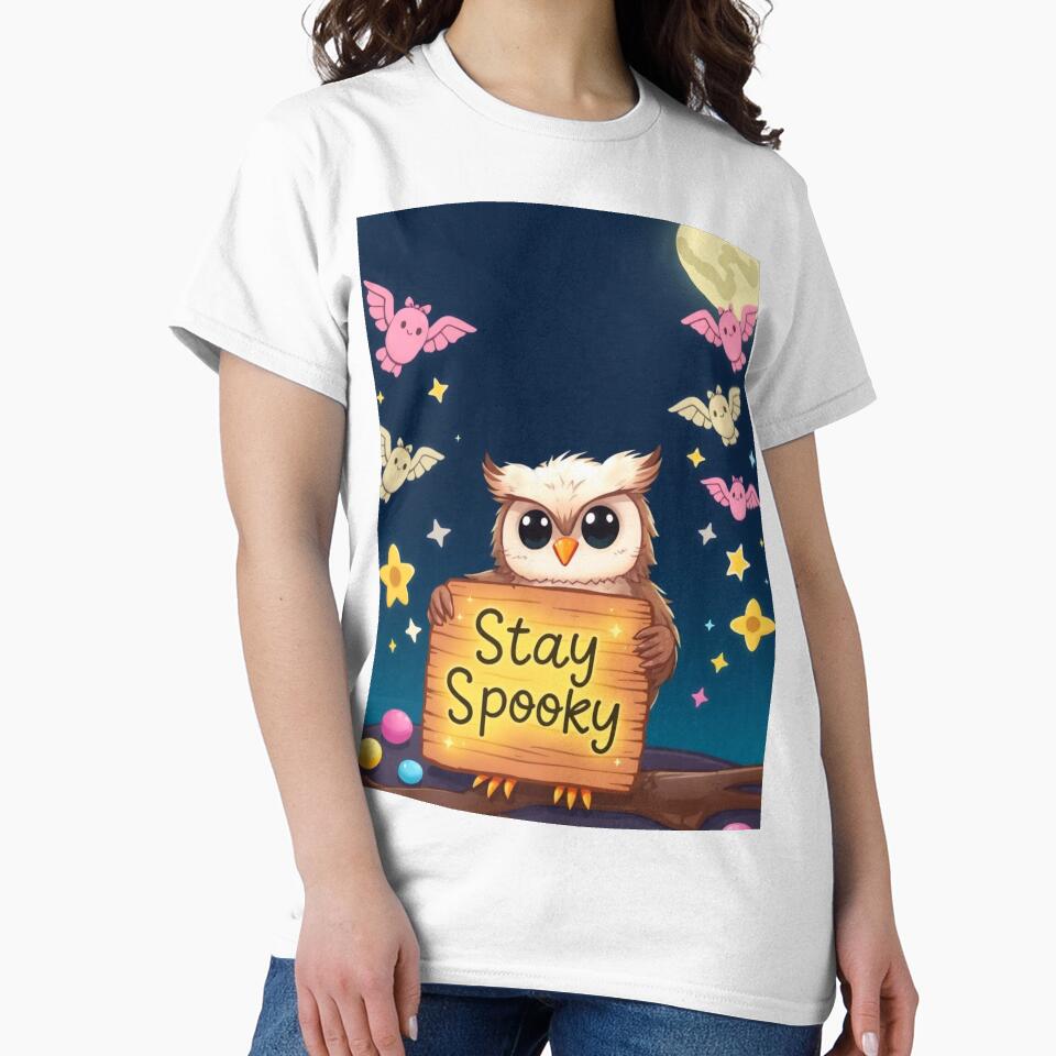 Kawaii Halloween Owl Shirt | Cute Spooky Owl with Candy Design by ArmaanArts