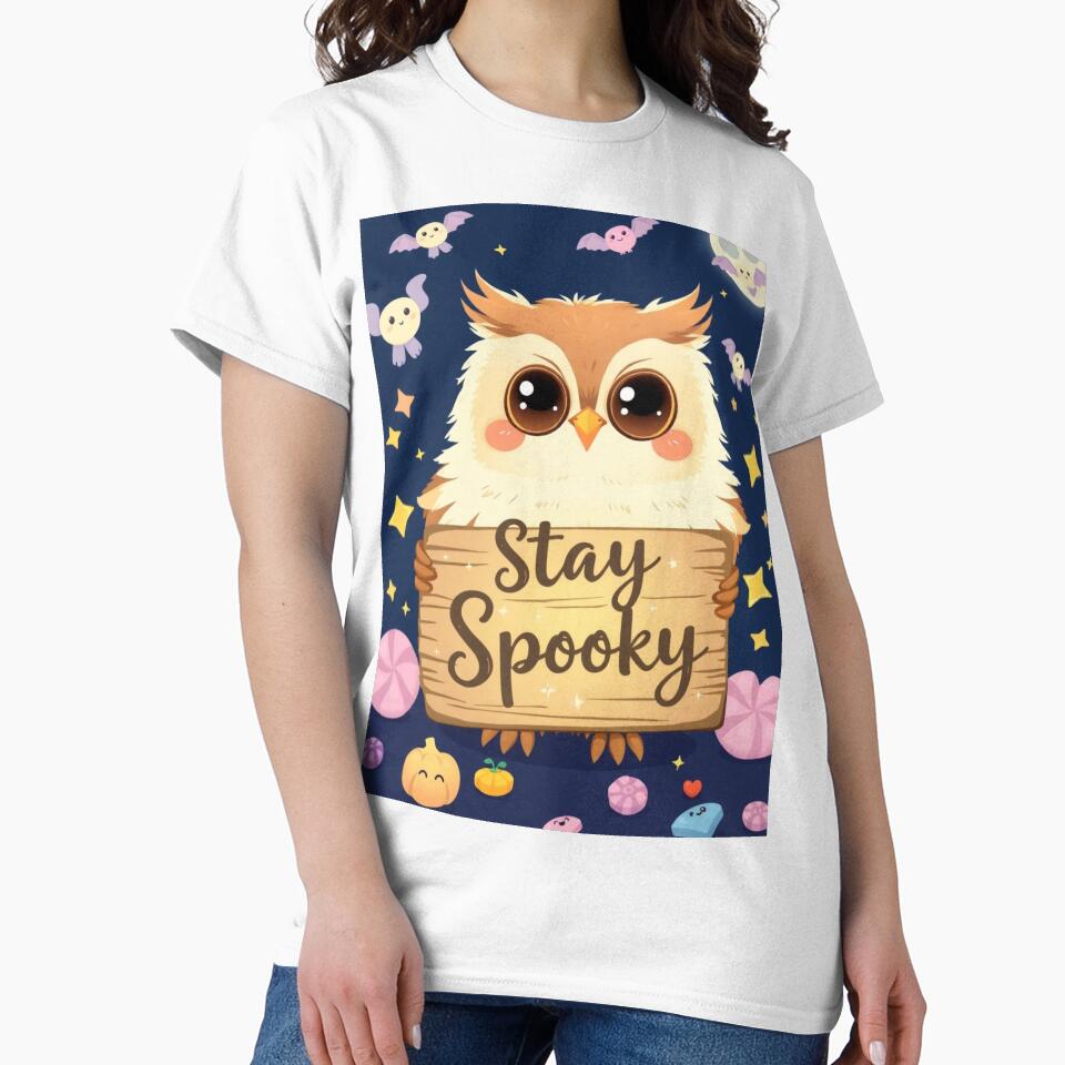 Cute Owl Stay Spooky T-Shirt | Kawaii Halloween Pastel Candy Tee by ArmaanArts