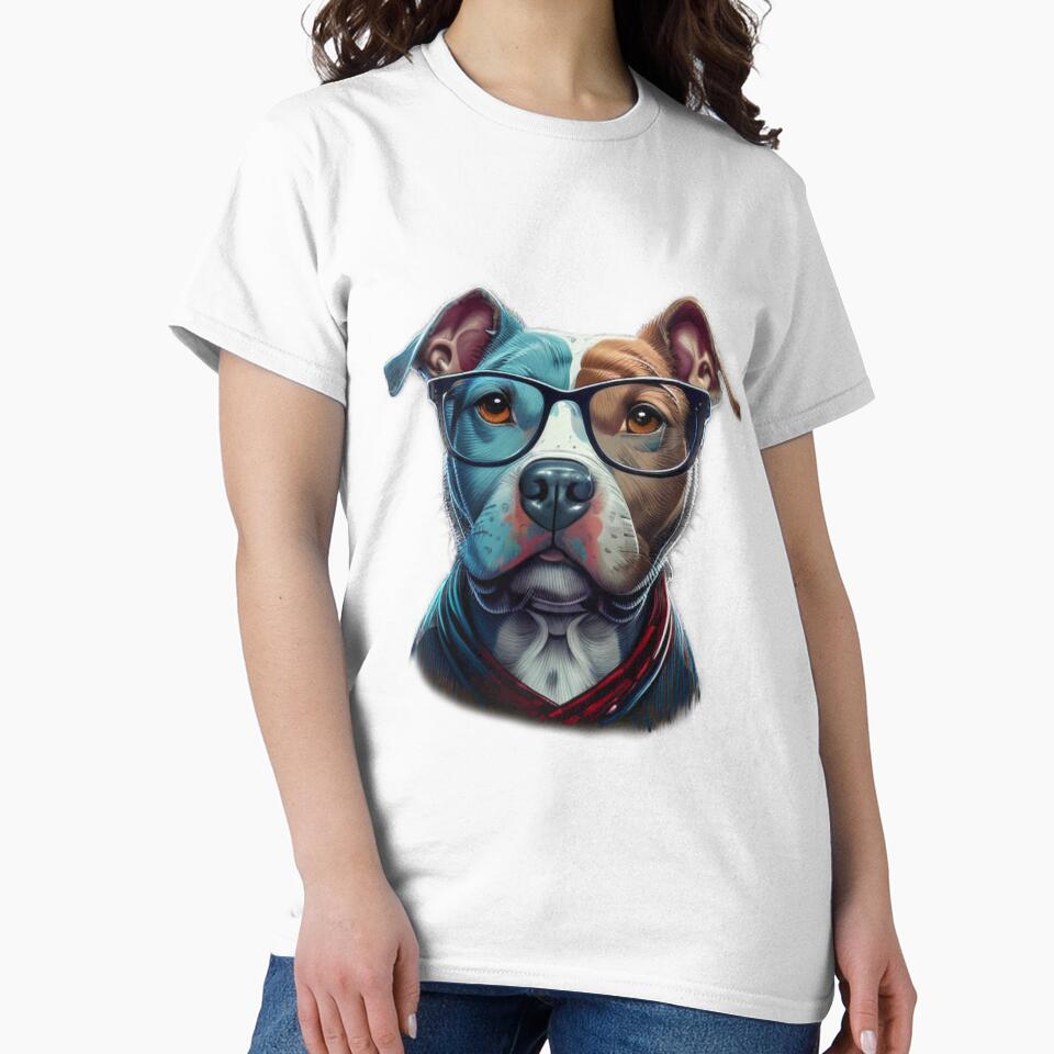 Funny dog pitbull with glasses funny cute decorative pitbull for dog lovers by RSDESIGNSteam
