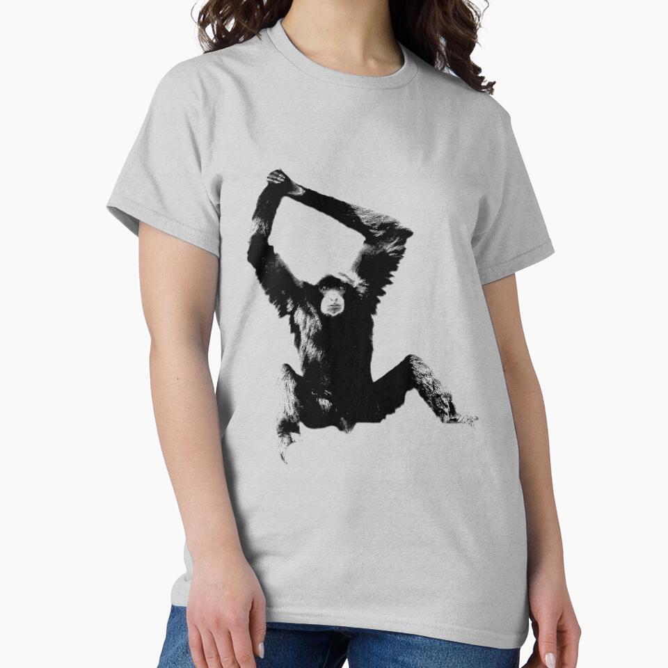 Siamang Gibbon. Wildlife Digital Engraving Image by Digital Eclectica