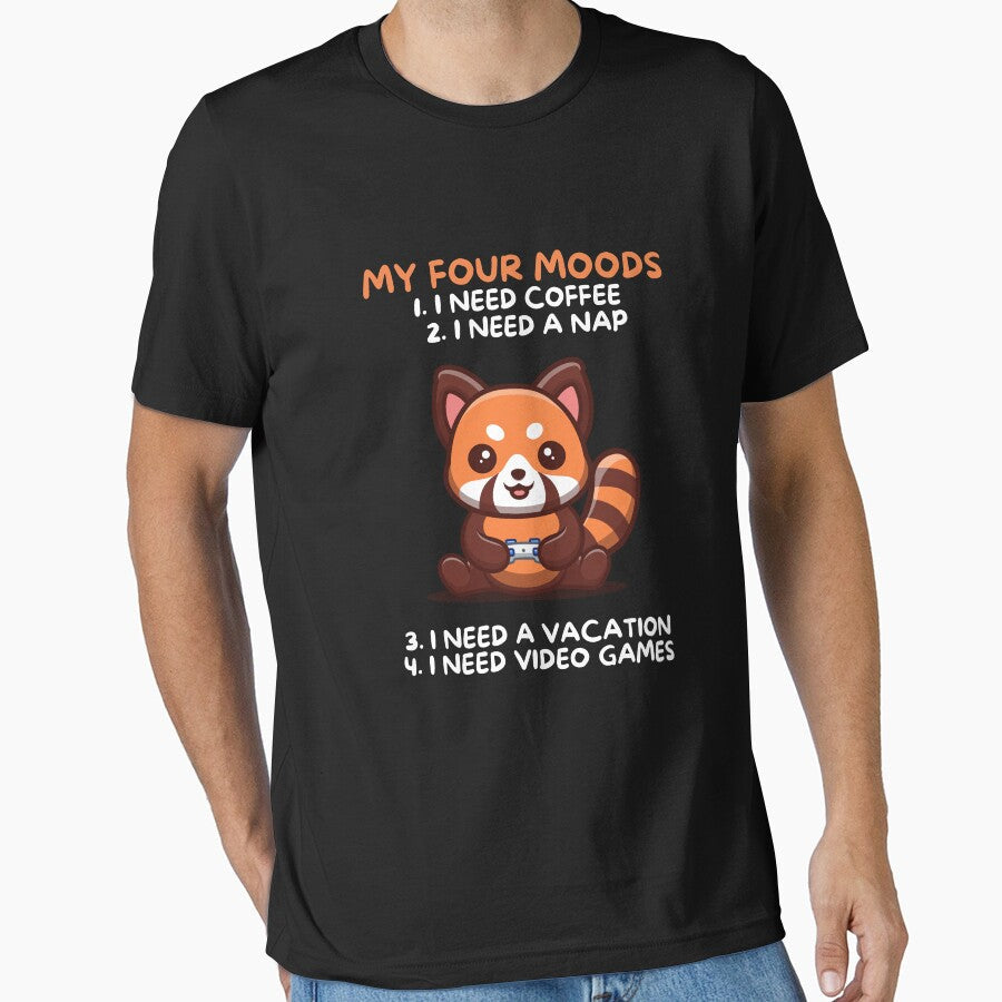 Men's Novelty Sarcastic Funny I Need Coffee I Need A Nap  I Need Vacation I need video games  Redpanda  Gaming,Women's Novelty by BOHOVIN