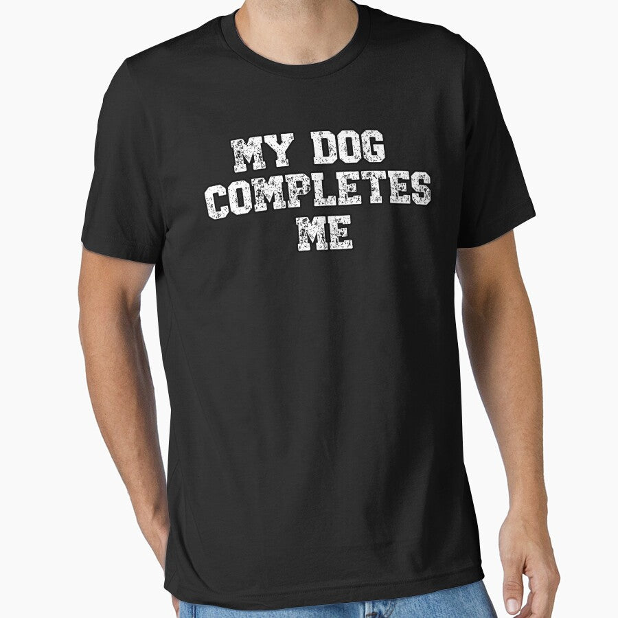 My Dog Completes Me Retro-Style Tee for Dog Lovers by BlankCanvasHaHa