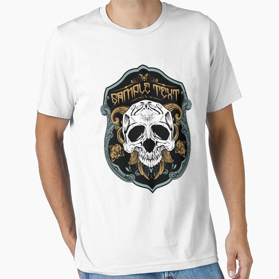 Printed Skull Necklace, Skull Shield, emblem, by LachenEaton