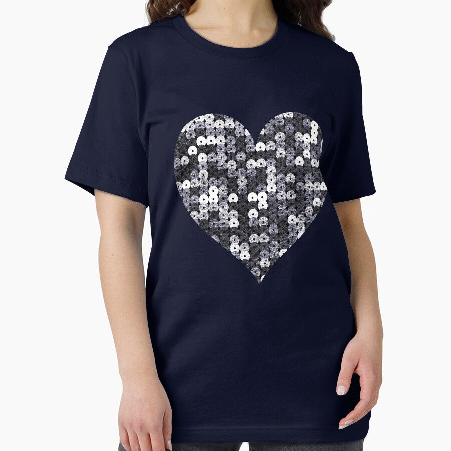 Printed image of Loving Silver Sequins Heart on grey background by JaReVa