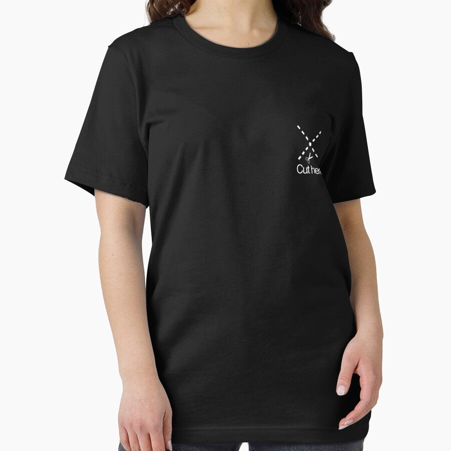 Cut here heart markings. Funny tee design by Kam-designs