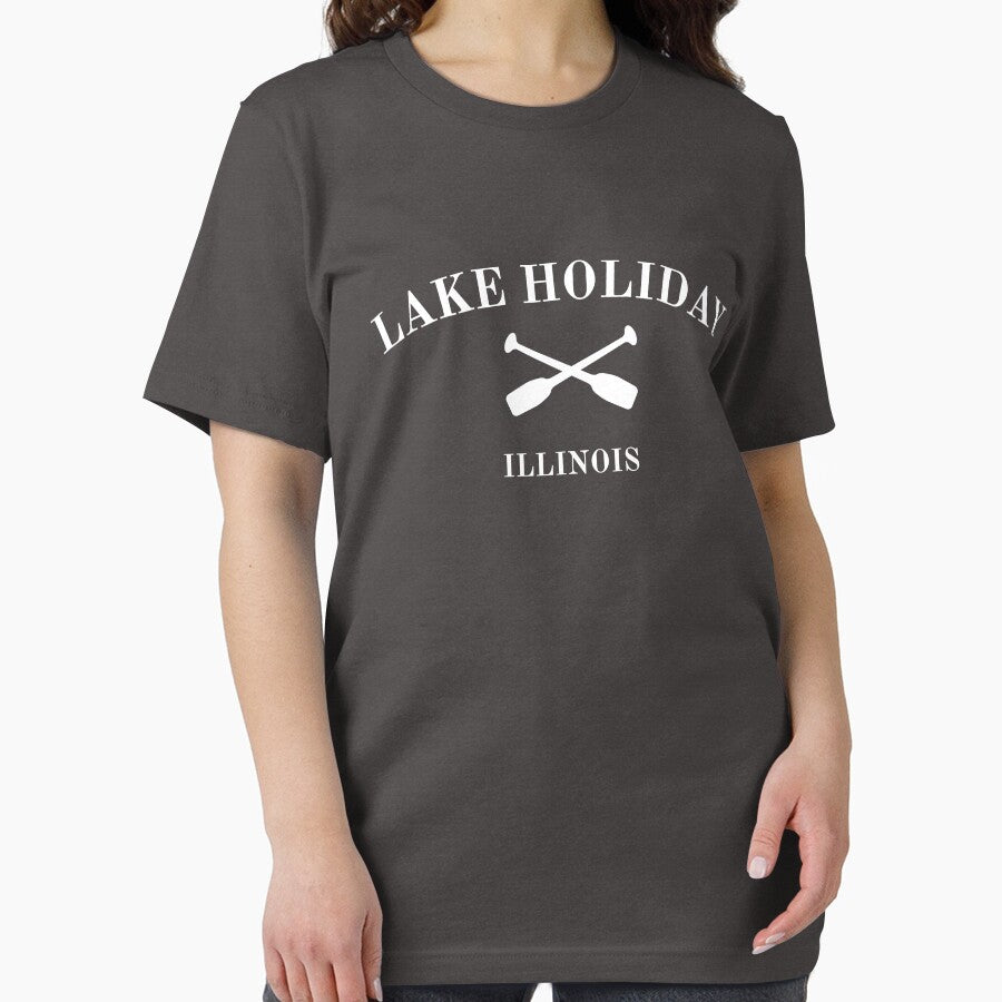 Lake Holiday Illinois White Lettering by MoodyGoodsStudio