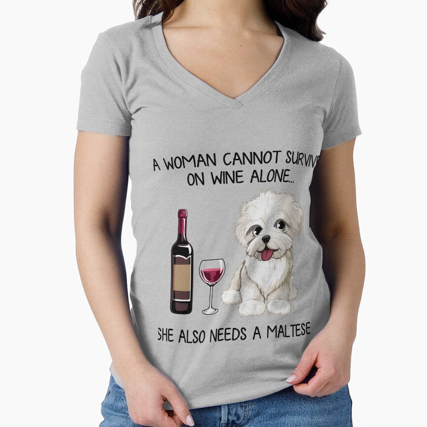 Maltese and wine Funny gift for dog mom by TeeDoozy