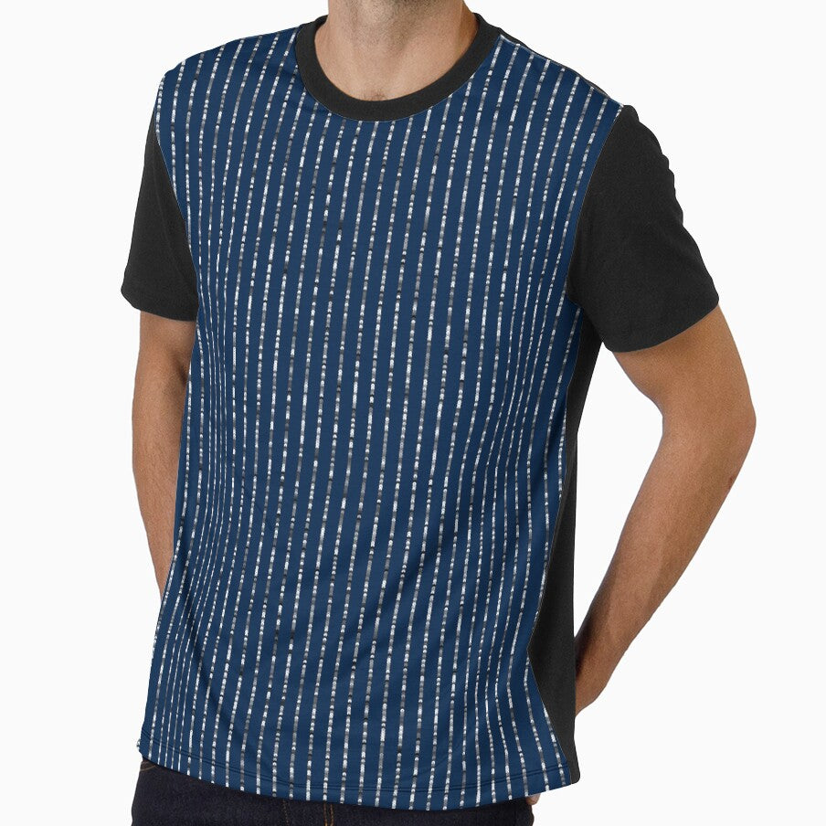 Printed image of silver sequins - vertical stripes on blue background by JaReVa