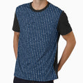 Printed image of silver sequins - vertical stripes on blue background by JaReVa