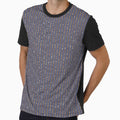 Printed image of golden sequins - vertical stripes on blue gray background by JaReVa