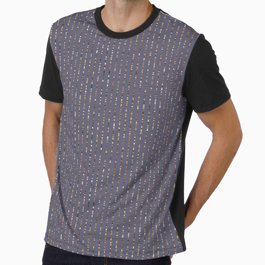 Printed image of golden sequins - vertical stripes on blue gray background by JaReVa