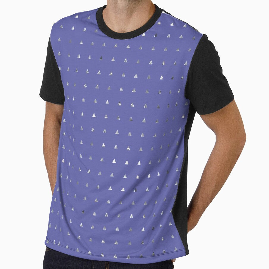 Printed image of silver sequins - pyramid shapes on violet background by JaReVa