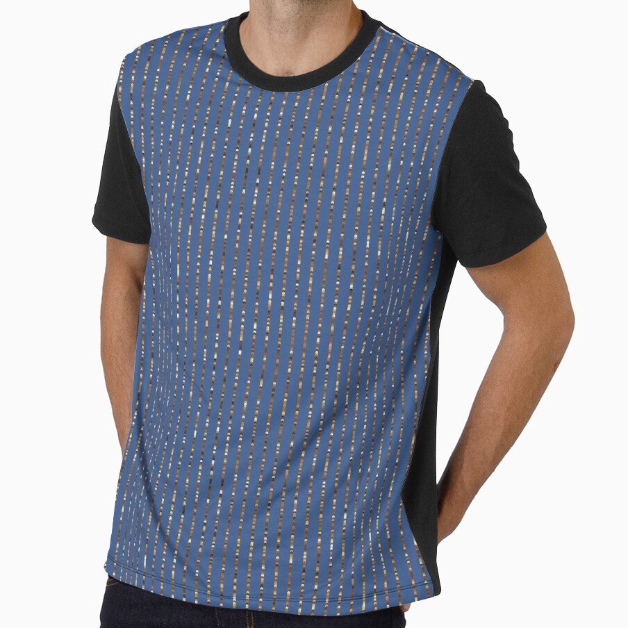 Printed image of golden sequins - vertical stripes on classic blue background by JaReVa