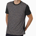 Printed image of golden sequins - vertical stripes on grey background by JaReVa