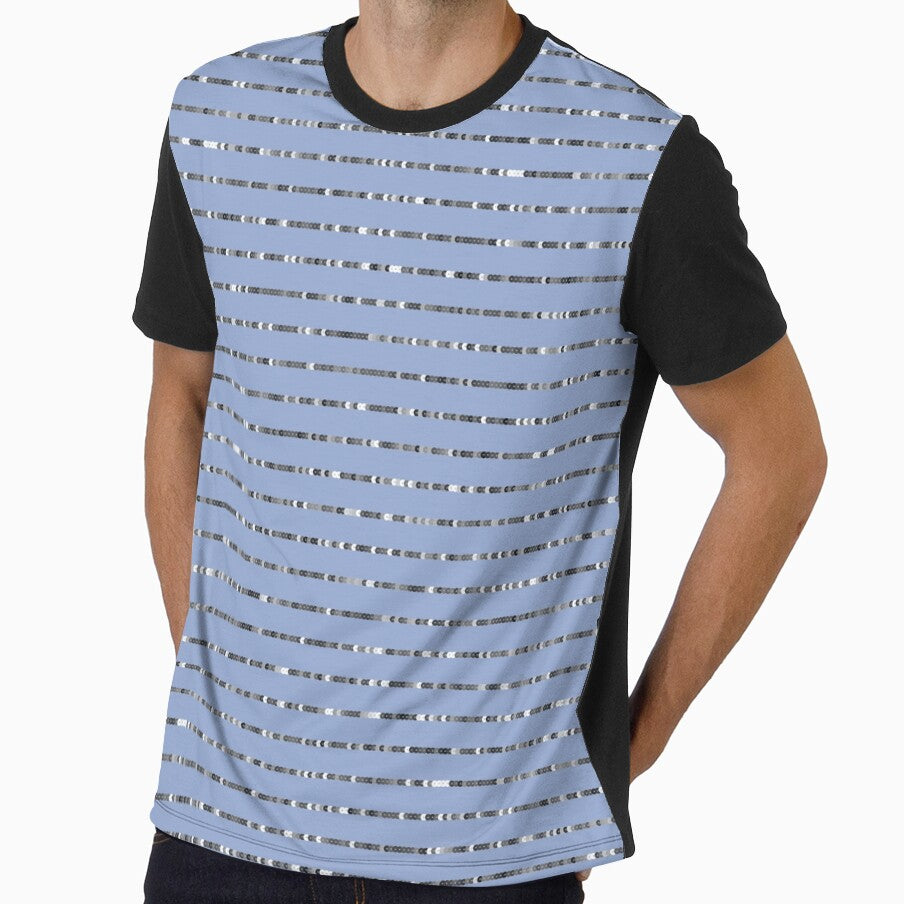 Printed image of silver sequins - horizontal stripes on light blue background by JaReVa