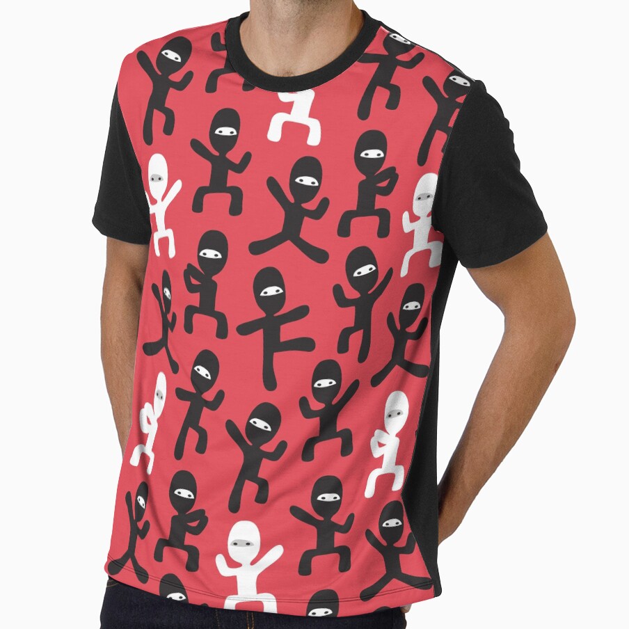 ninjas - black and white on red by littlearrow