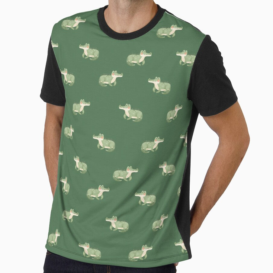 Watercolor Crocodiles on Green by KSimpson838