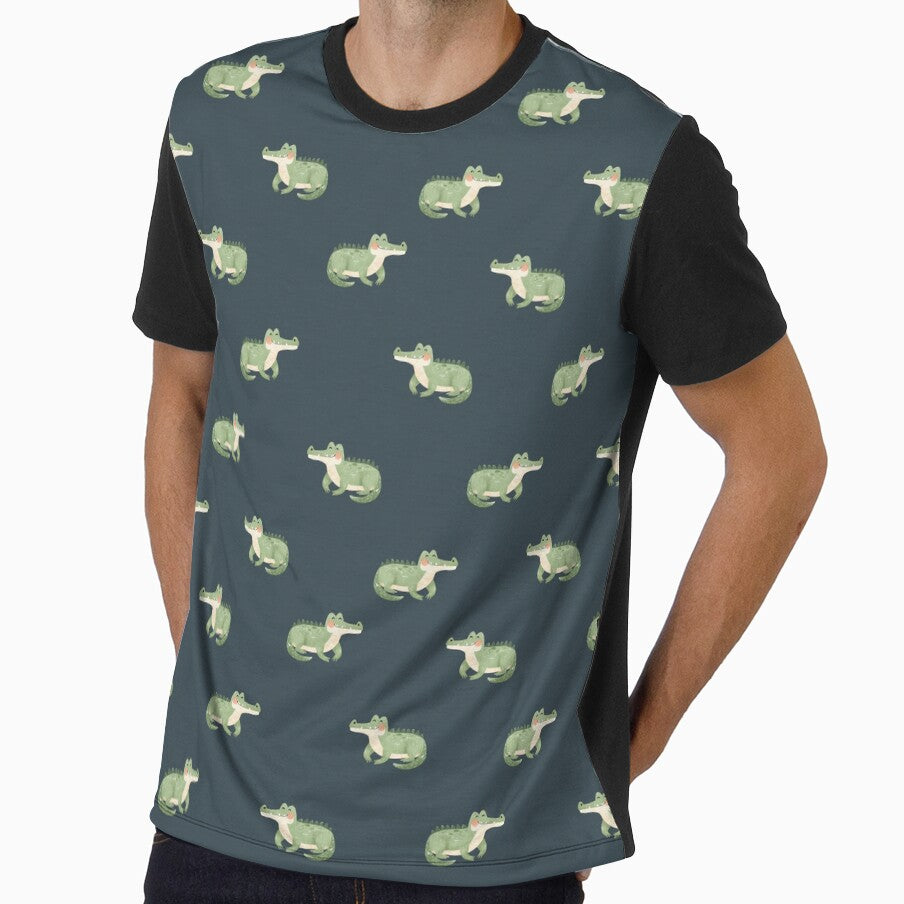 Watercolor Crocodiles on Dark Gray-Blue by KSimpson838
