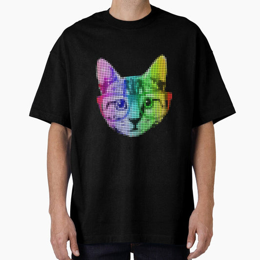 Rainbow Pop Art Cat with Glasses by ROBOTFACE T-Shirts