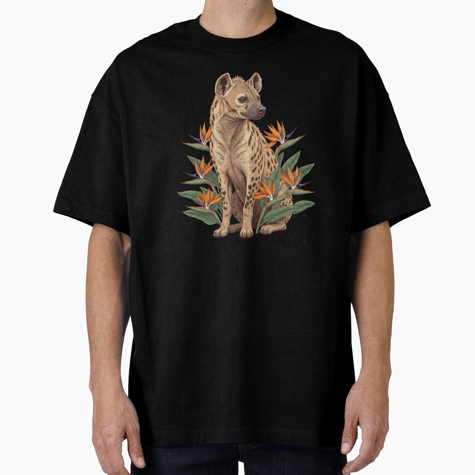 Spotted Hyena with Bird of Paradise Blooms African Wildlife Art by BirdsnStuff