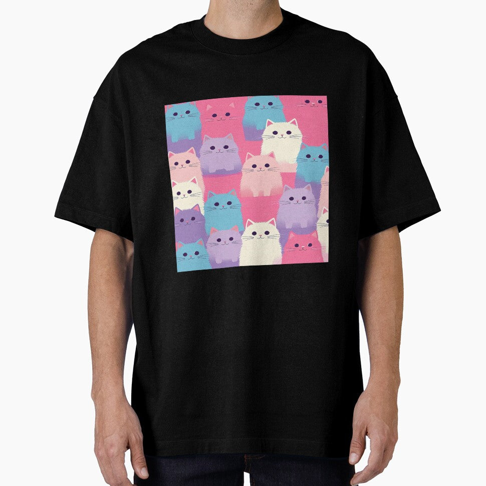 cute funny  cat pattern pink blue sweet pattern with fluffy  kittens ,aesthetic cat art,funny cat,Cat Lover,cute cat,cat pattern by Expressions-Sel