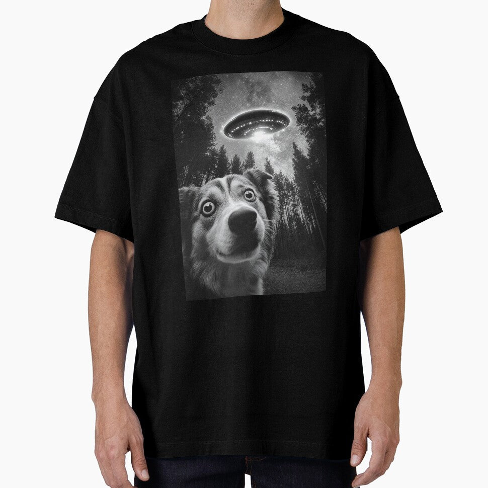 Funny Australian Shepherd UFO selfie by CompassandCrate