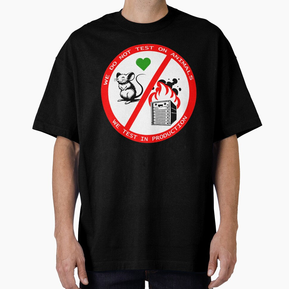 Kopie von We do not test on animals, we test in production (colored) by wunza