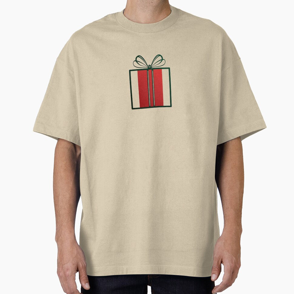 Minimalist Red and Green Gift Box Outline with Ribbon Holiday Design by gk-creations
