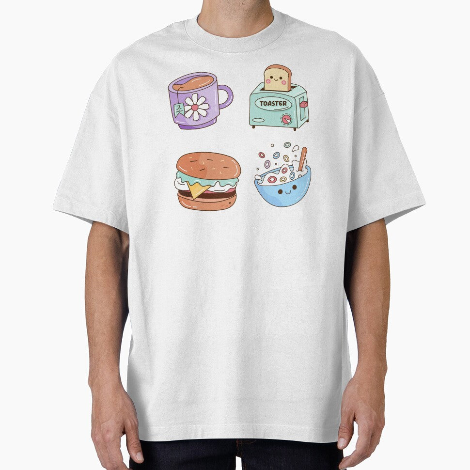 Perfect Breakfast Kawaii Illustration, Set of 4 Cute Kawaii Designs by OFMdesigns