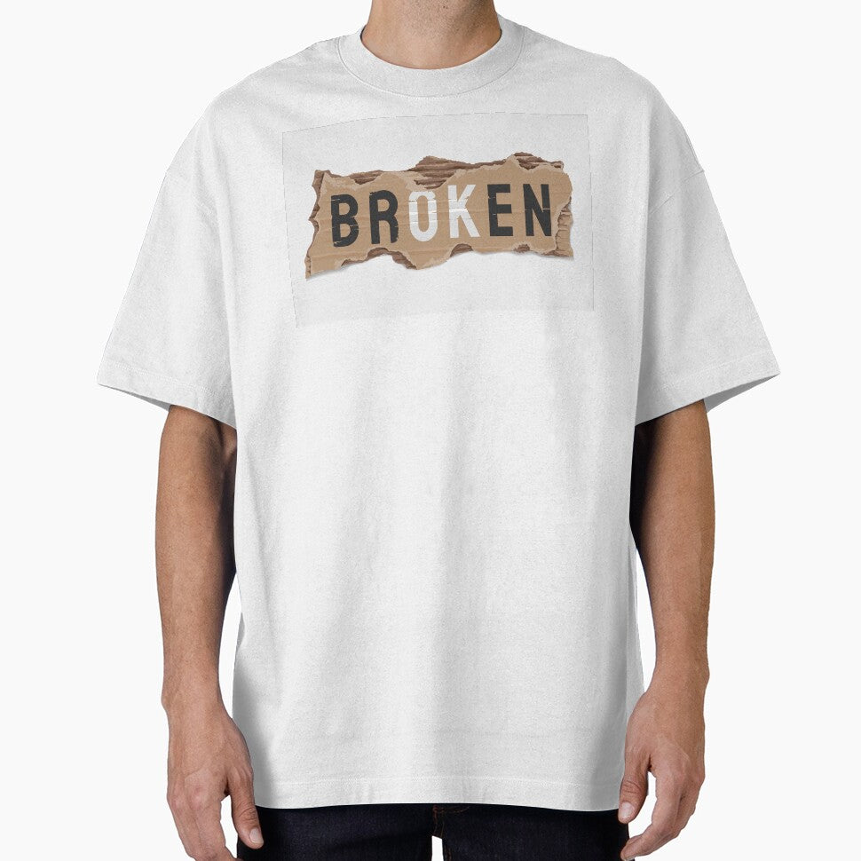 Broken OK Slogan Piece Ripped Cardboard Illustration by Peekonet