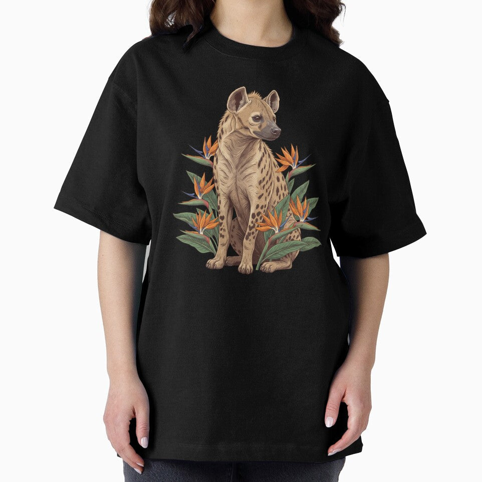 Spotted Hyena with Bird of Paradise Blooms African Wildlife Art by BirdsnStuff