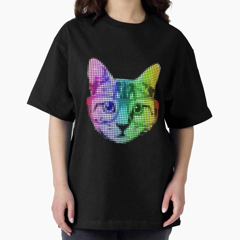 Rainbow Pop Art Cat with Glasses by ROBOTFACE T-Shirts