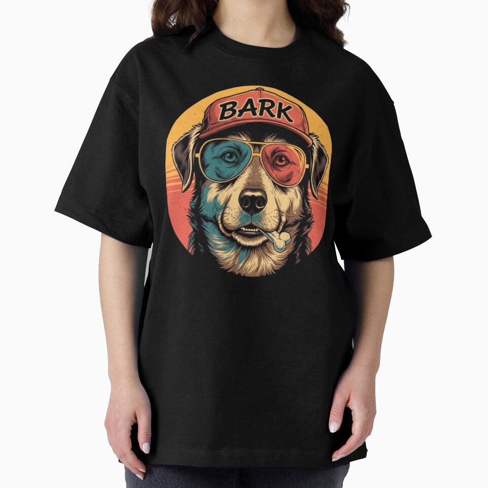Retro Dog Lover Design – ‘BARK’ Cool Dog with Vintage Cap & Sunglasses – Funny Pet Gift Illustration by MadeByACJ
