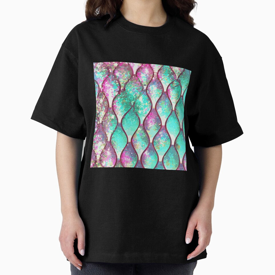 Printed image of azure and magenta Mermaid Tail pattern v2 by JaReVa