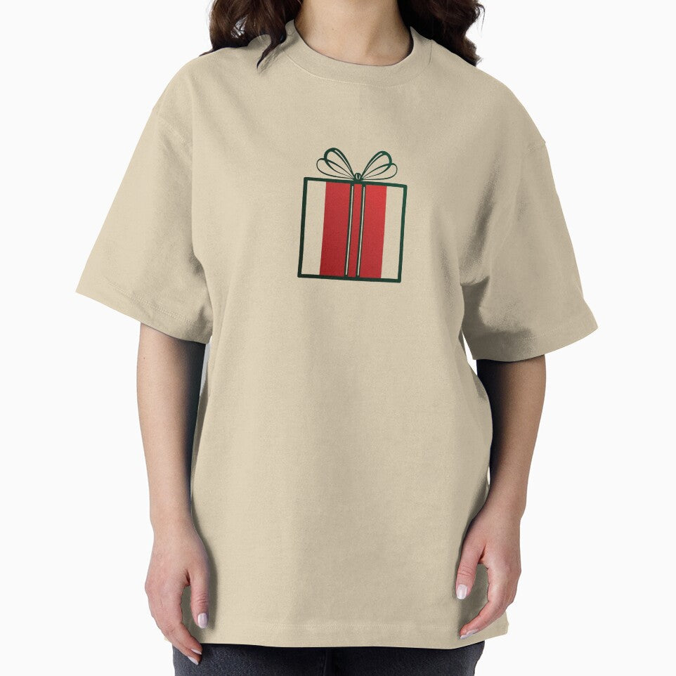 Minimalist Red and Green Gift Box Outline with Ribbon Holiday Design by gk-creations
