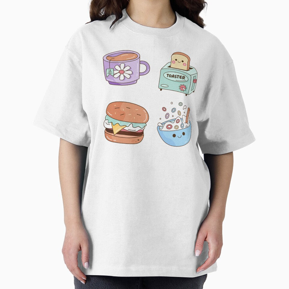 Perfect Breakfast Kawaii Illustration, Set of 4 Cute Kawaii Designs by OFMdesigns