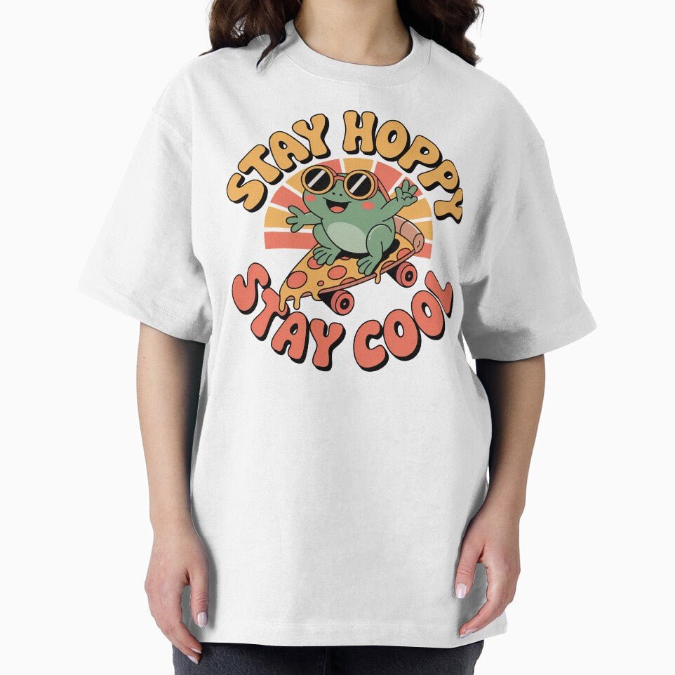 Kawaii Frog, Cute Kawaii Frog Riding On A Pizza Slice by graphic-genie