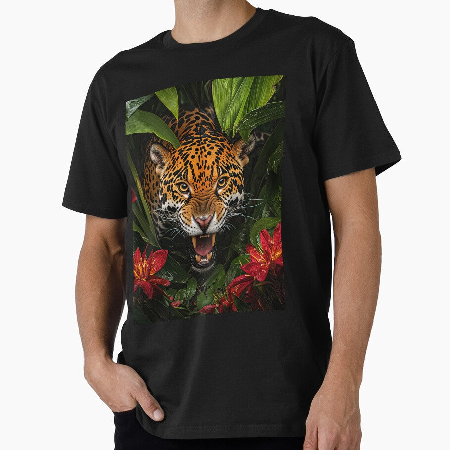 A Jaguar prowling in the Forest with flowers - Wildlife portrait 2 by TheArtistOf2022