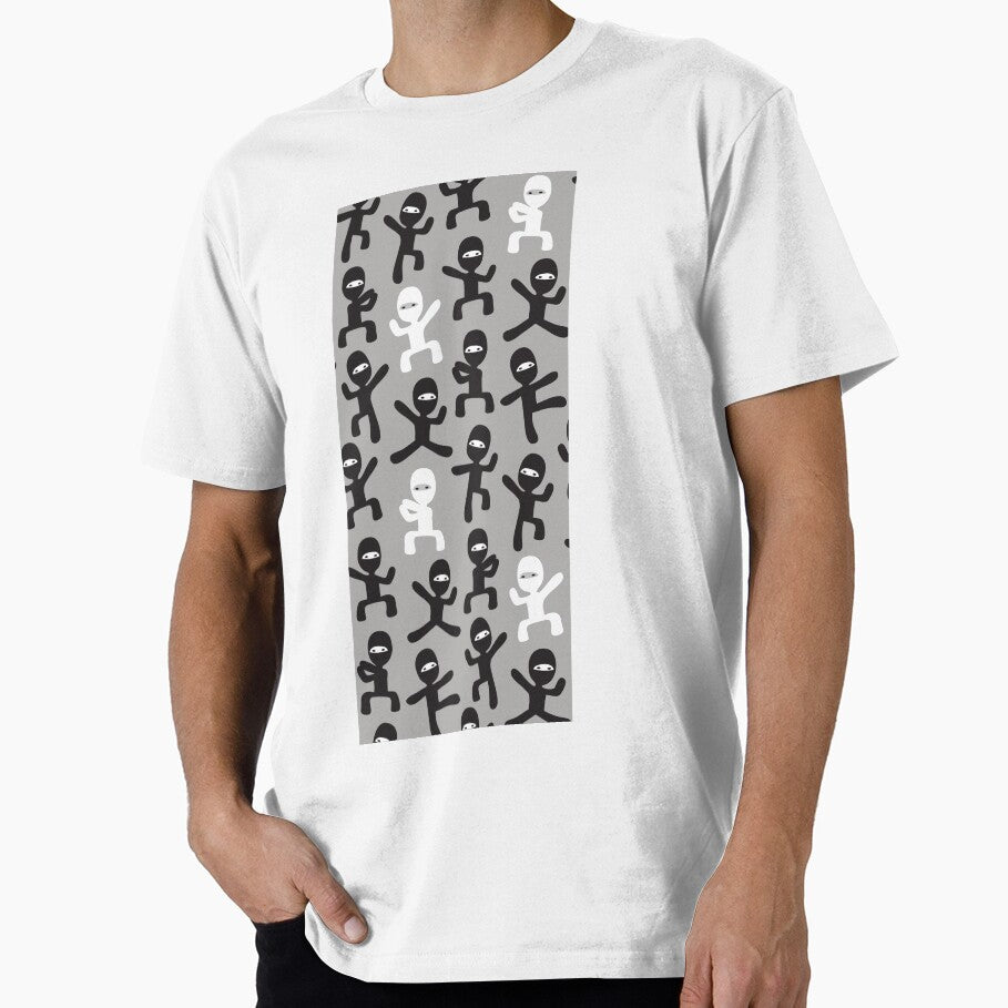 ninjas - black and white on gray by littlearrow