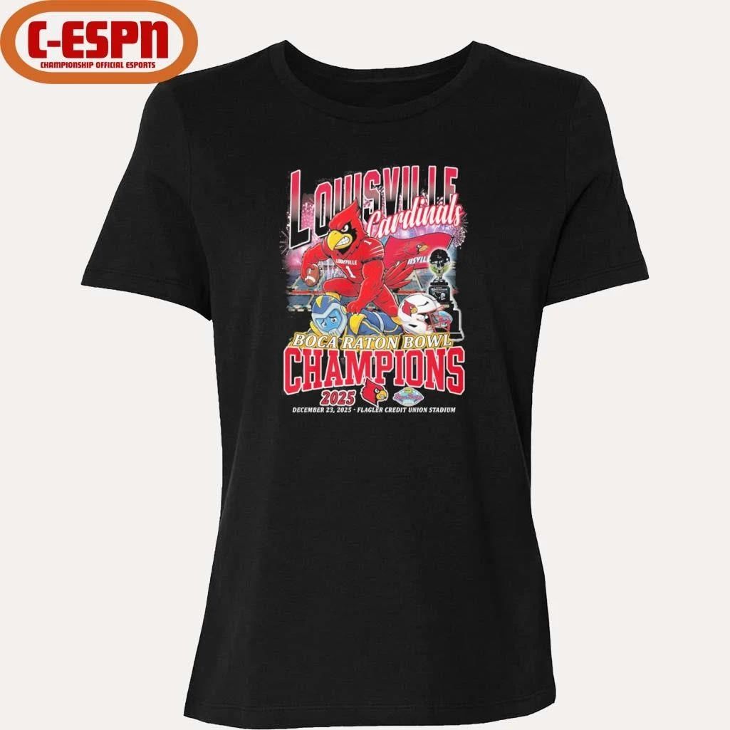 Louisville Cardinals Mascot 2025 Boca Raton Bowl Champions Shirt