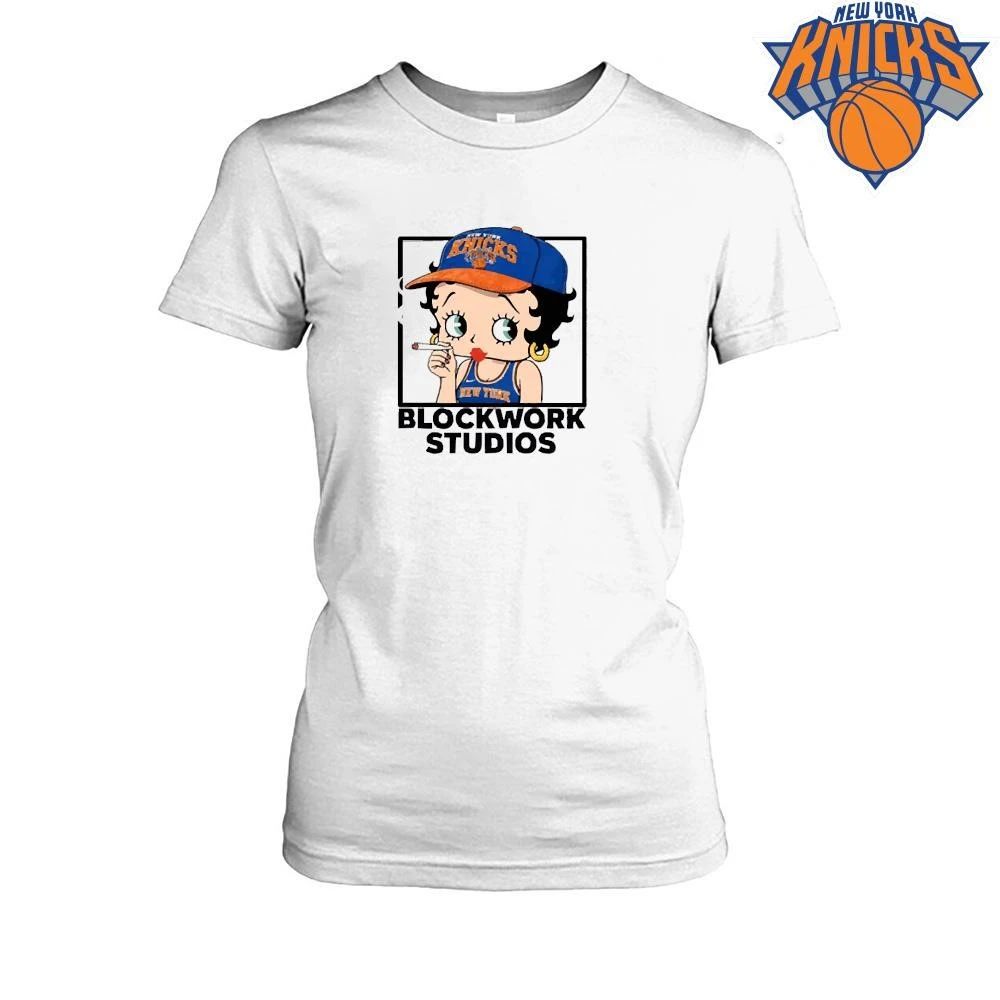 Cartoon BB Smoking Wearing Team Cap And Jersey Blockwork Studios New York Knicks Champions NBA 2026 shirt