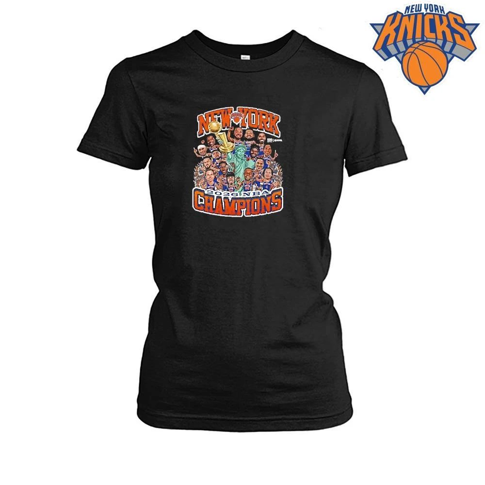 New York Knicks Nba Finals 2026 Champions Team Caricature Shirt
