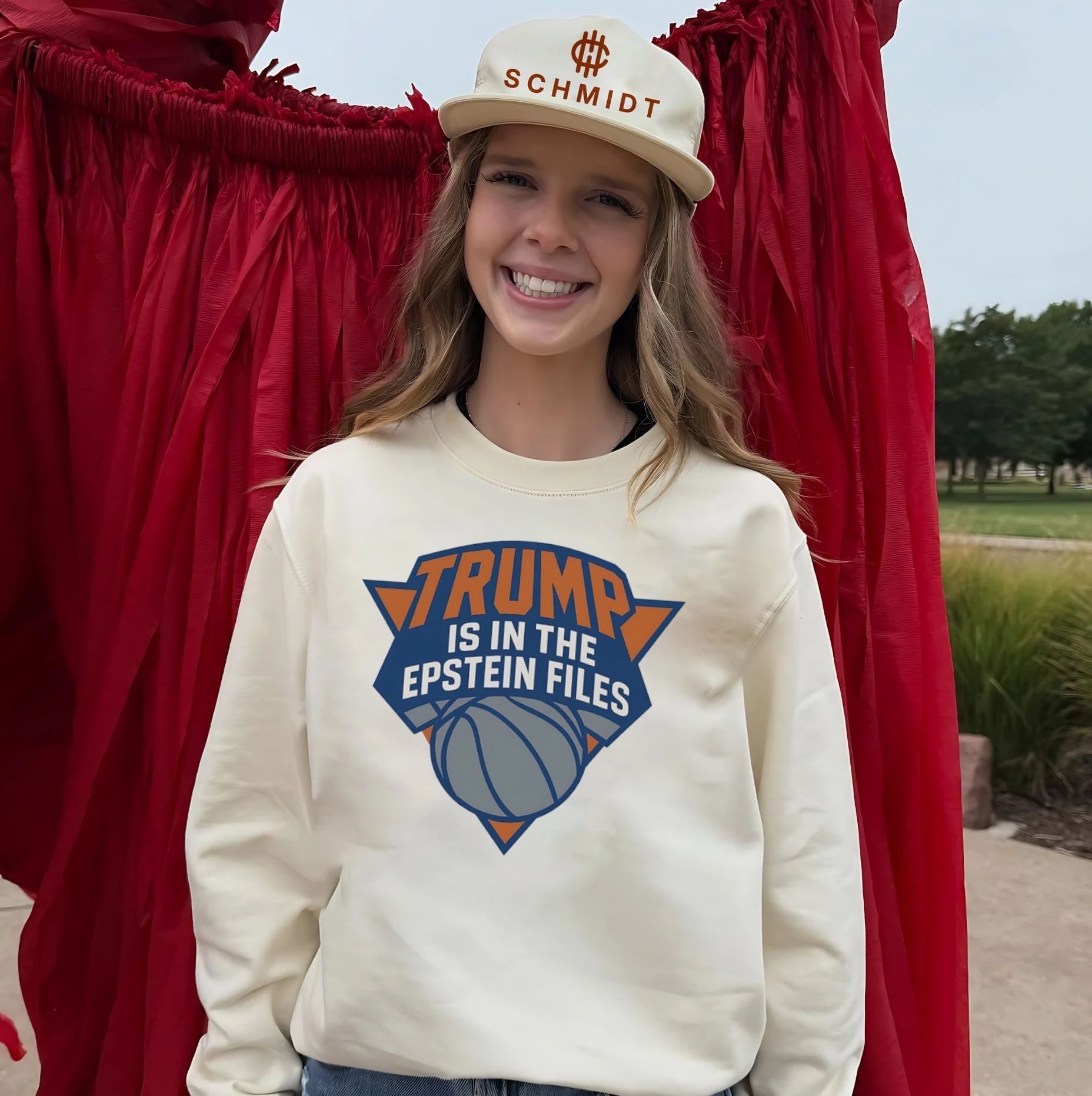 Trump is in the Epstein Files New York Knicks logo shirt