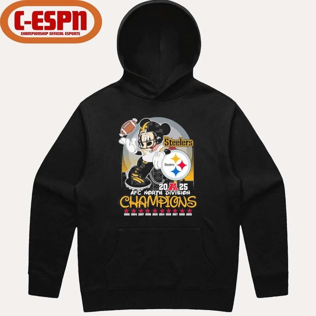Mickey Mouse X Pittsburgh Steelers 2025 AFC North Division Champions Shirt