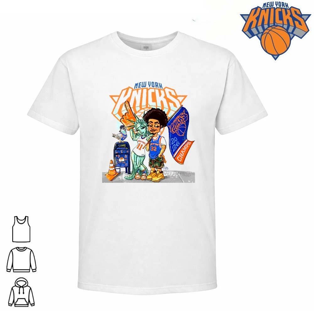New York Knicks Champions NBA 2026 Cartoon Liberty Brunson Skyline Shirt