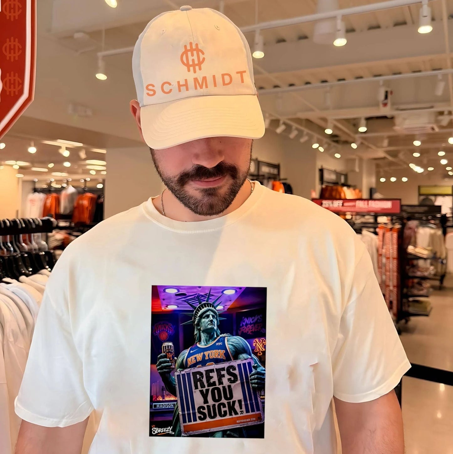 New York Knicks features Statue of Liberty wearing Knicks jersey shirt