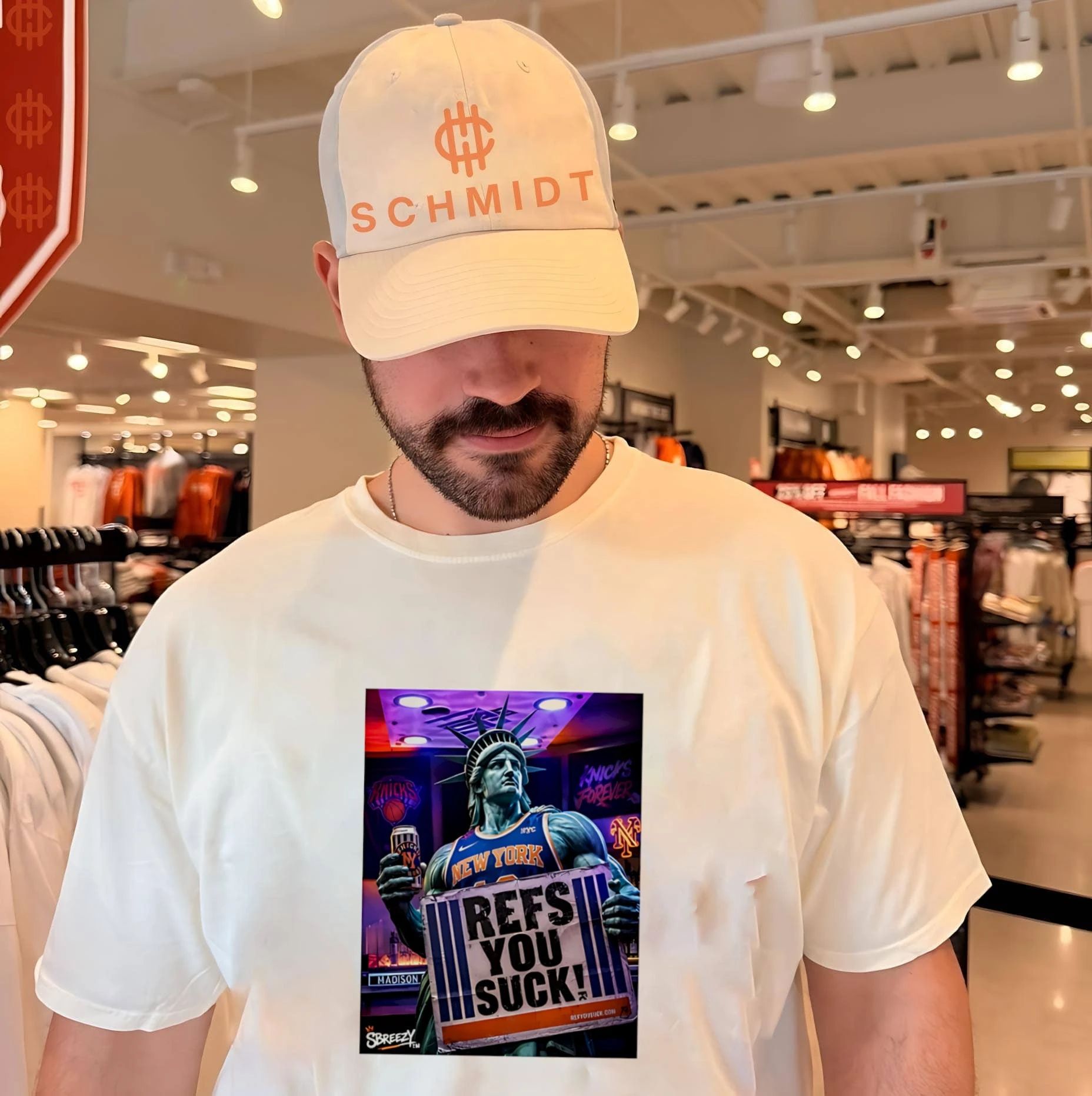 New York Knicks features Statue of Liberty wearing Knicks jersey shirt