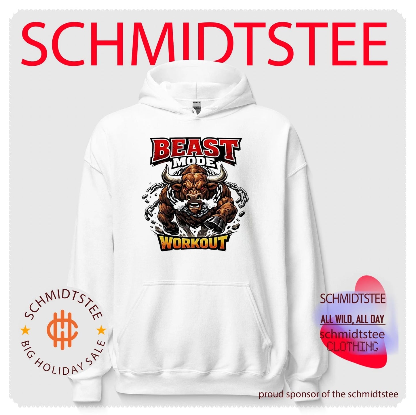Beast mode workout illustrated bull with chains shirt