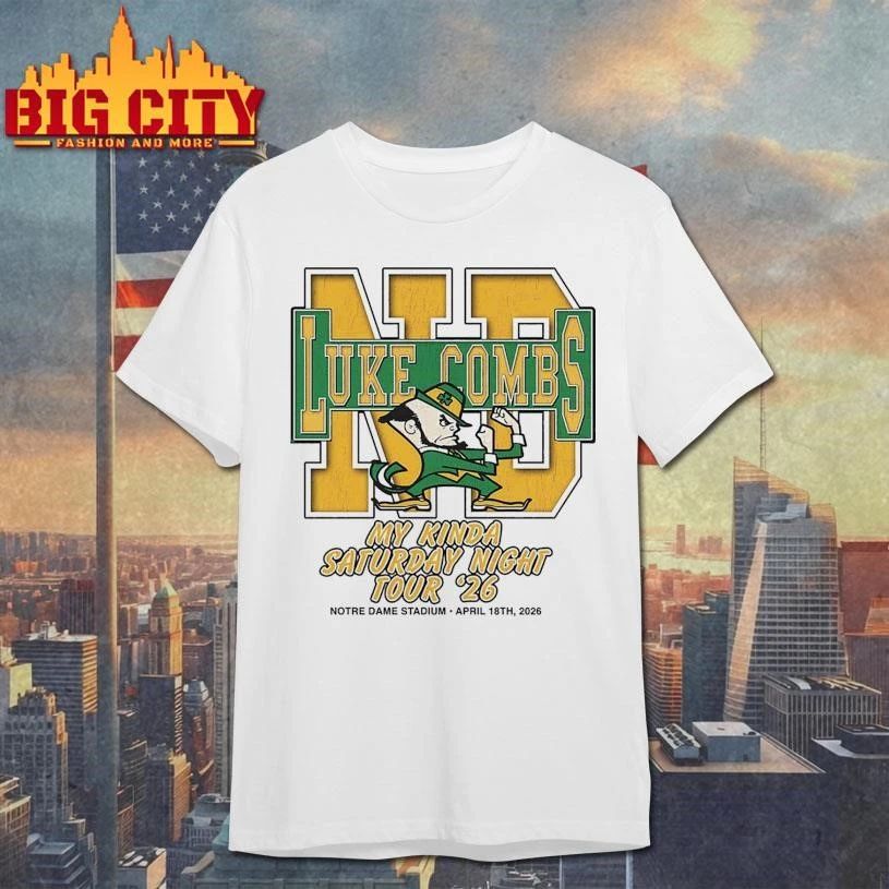 Luke Combs South Bend Indiana 2026 Tour At Notre Dame Stadium April 18 2026 Notre Dame Fighting Irish Big Logo Shirt