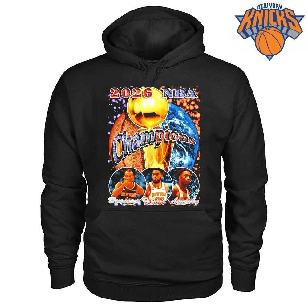 New York Knicks Champions NBA 2026 Jalen Brunson Karl Anthony Towns OG Anunoby Vintage Bootleg Basketball Shirt
